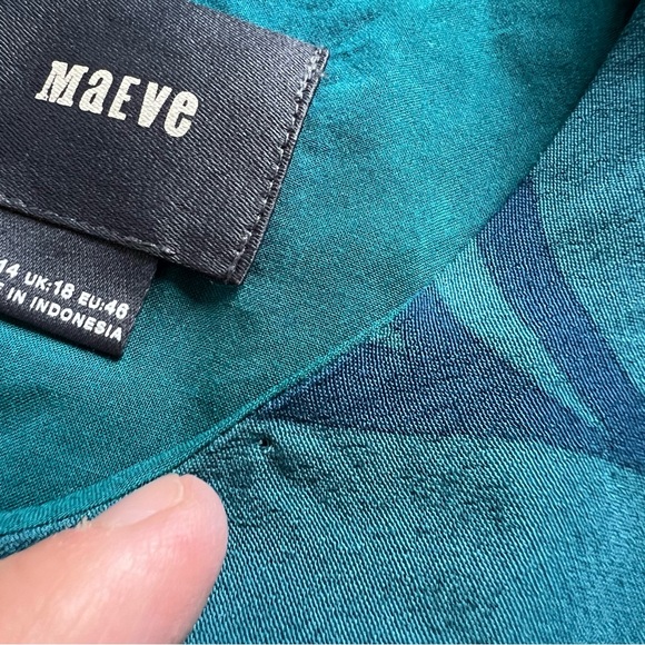 Anthropologie Maeve Ella Blue Floral Cold Shoulder Knee Length Dress size 14 - Picture 7 of 12